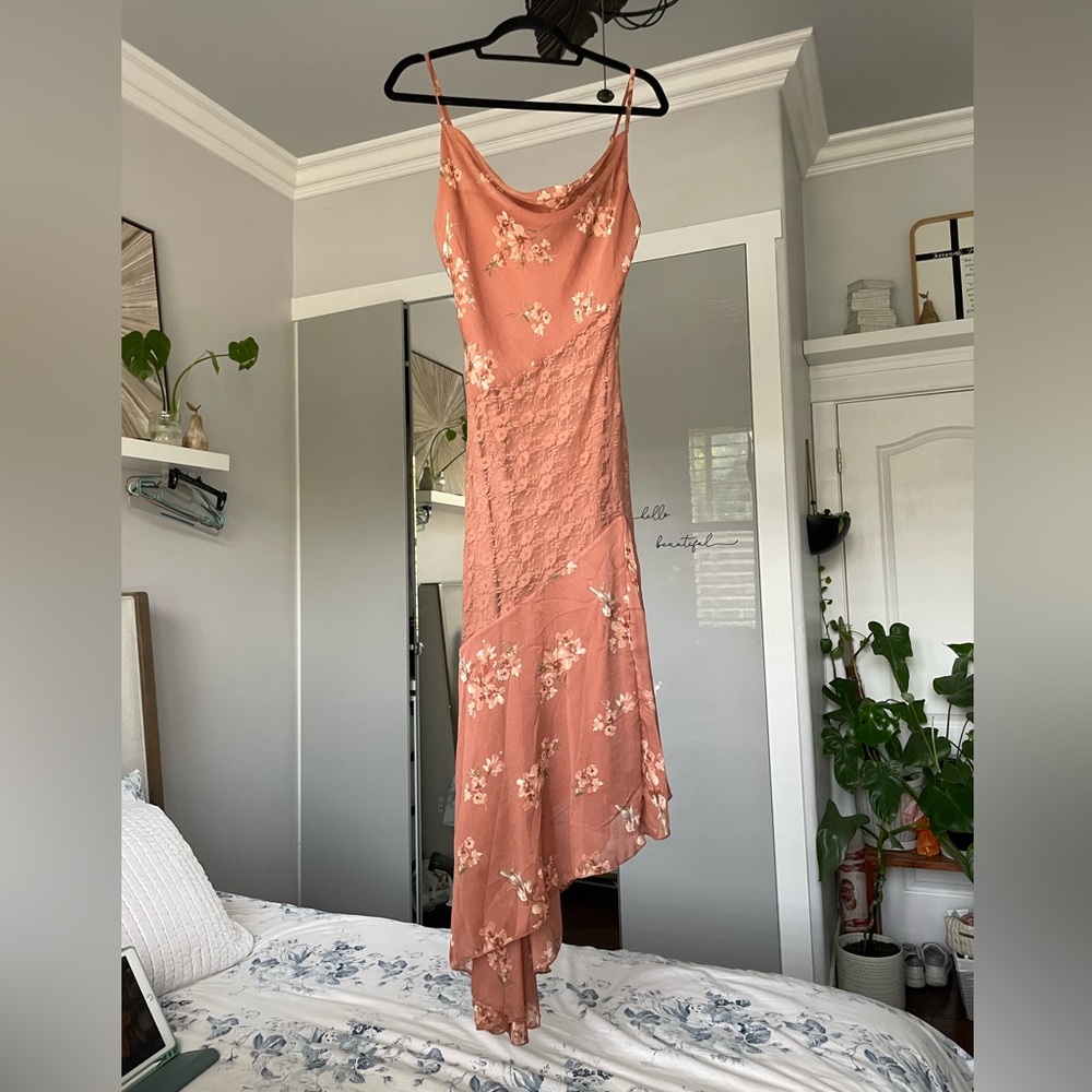 NWT Medium Sincerely Jules High Low Dress in Peach Floral